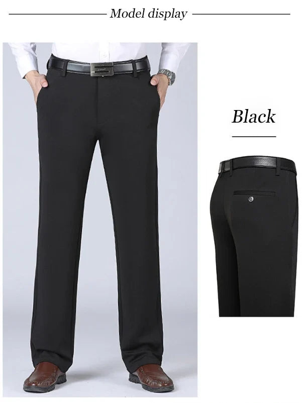 Men's Summer Thin Business Casual Pants Classic Elastic Dress Pants Soft Comfortable Loose Straight Brand Men's Pants