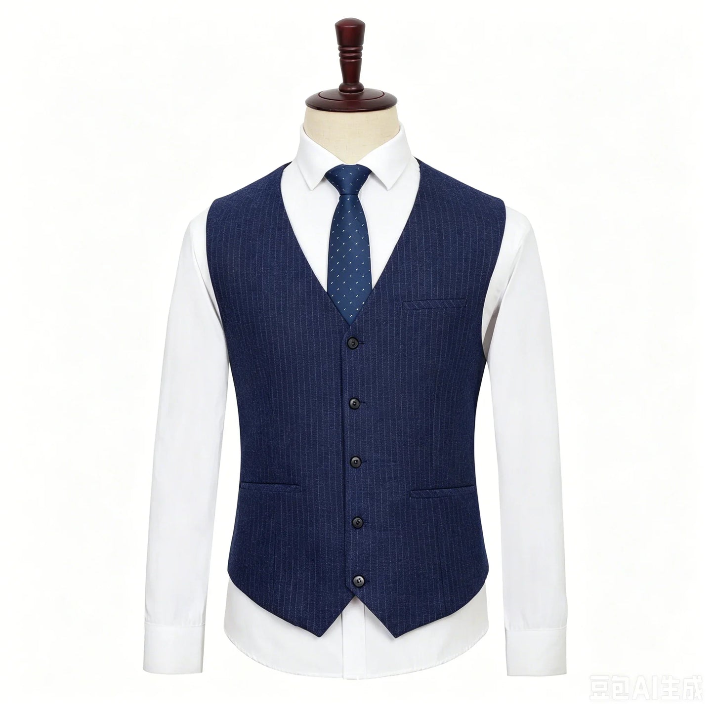 Plus Size Men Vest Checkered Elastic Black Single Breasted Striped Waistcoat For Host Groom Groomsmen Blue Suit Vest for Men