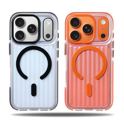 Transparent Corrugated Magnetic Phone Case For iPhone 17 17Pro 17 Pro Max For Magsafe Wireless Charging Shockproof Phone Cover