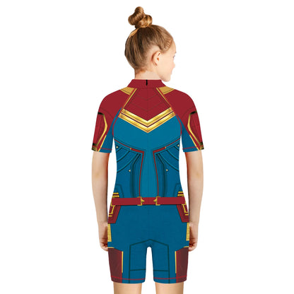 Children One Pieces Swimsuit Superhero 3D Print Playsuit Child Short Sleeve Swimwear Beach Bathing Suit Swim Wear For Boys Girls