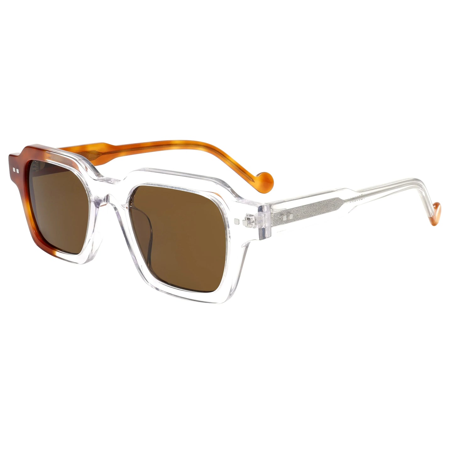 Square Frame Retro Sunglasses Asymmetric Two Tone UV400 for Women Men Polarized Outdoor Lightweight Secure Fit