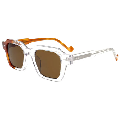 Square Frame Retro Sunglasses Asymmetric Two Tone UV400 for Women Men Polarized Outdoor Lightweight Secure Fit