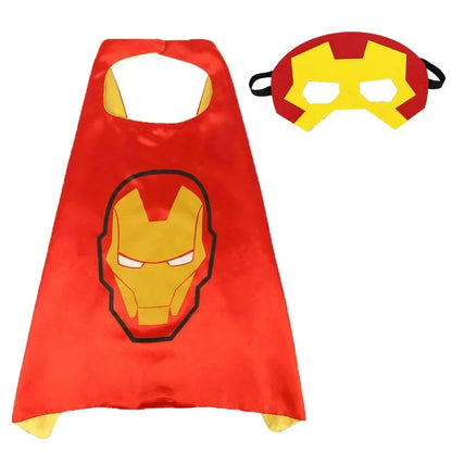 Halloween Super Hero Masquerade Mask Cape Cloak Anime Spider Man Batman Cloak Action Figure Toys Cosplay  Party Gifts
