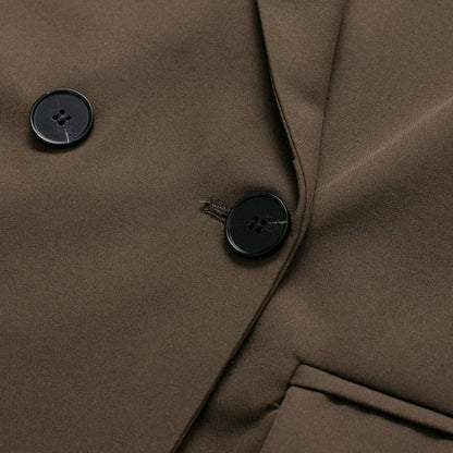 Women's Double-Breasted Solid Color Blazer Coat Long Sleeve Office Wear for Spring Autumn Winter Old Money Style
