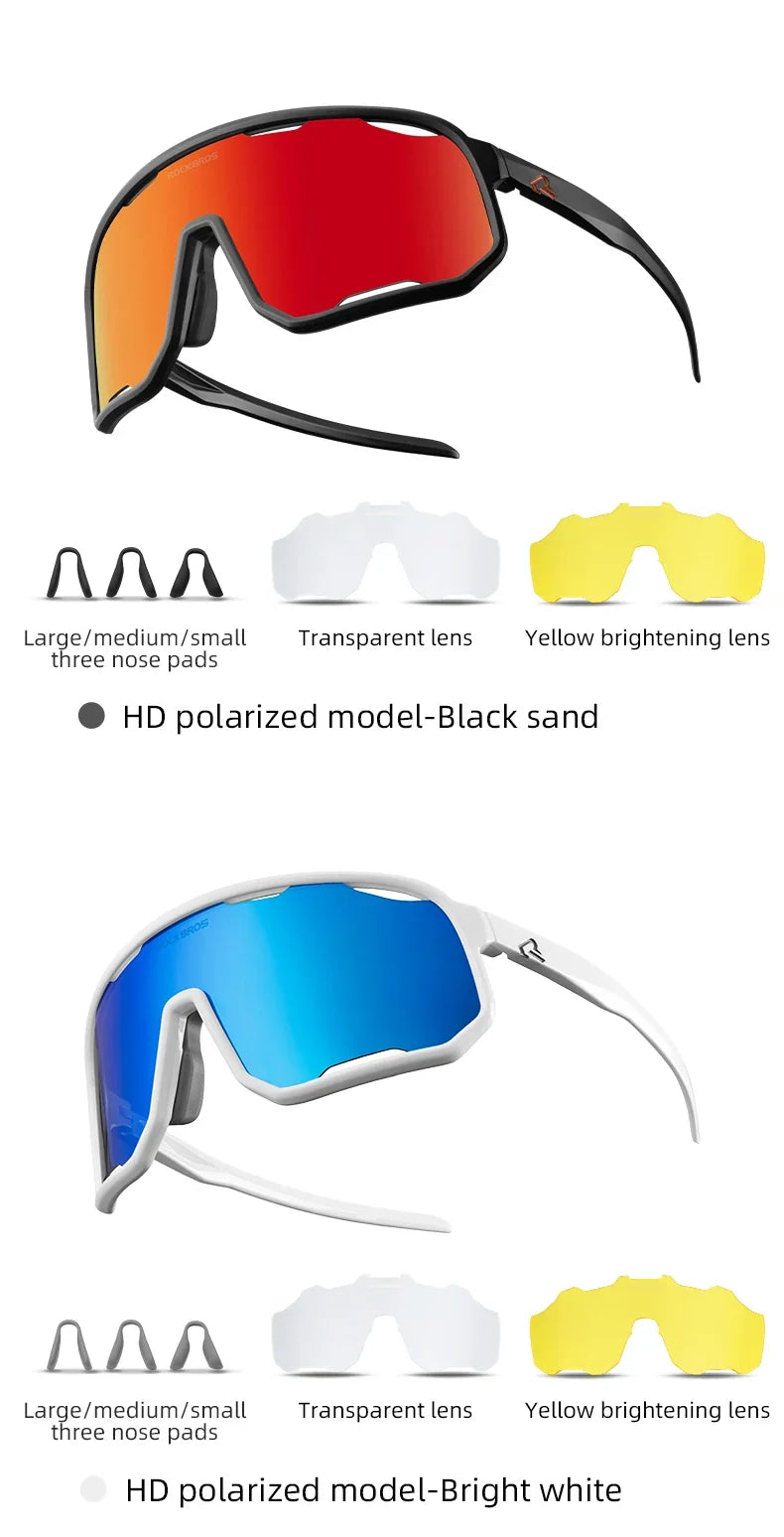 Cycling Glasses Goggles Polarized/Photochromic Sunglasses Sport Big frame Eyewear UV400 Sun Protection with 2 Lens