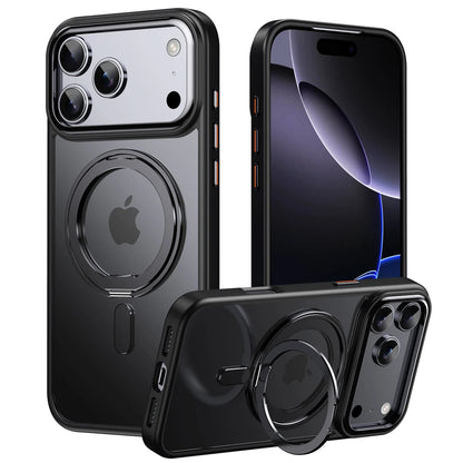 360° Rotating Stand Magnetic Case For iPhone 17 16 15 14 13 12 11 Pro Max Plus 17Air 16e Premium Metal Button Folding Bracket