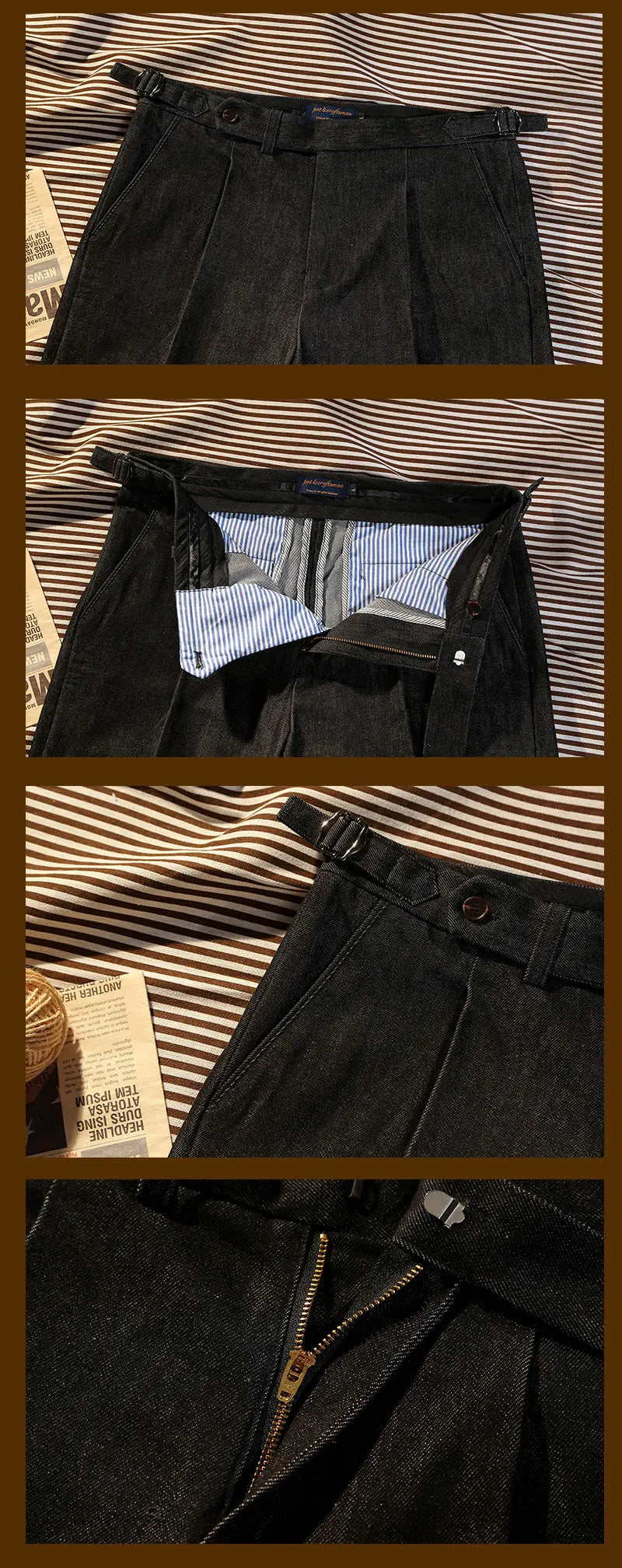 Italian Vintage Paris Button Loose Tapered Casual Pants Neapolitan Western Pants Washed Jeans Customizable