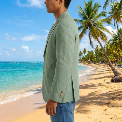 Linen Men Blazer for Summer Beach Party 1 Piece Sage Green Notched Lapel Slim Fit Man Suit Jacket Male Fashion Suit New XS-5XL