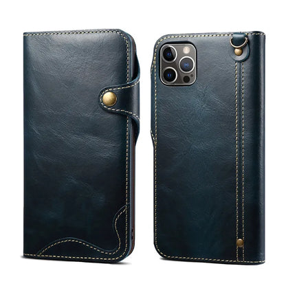 Genuine Leather Wallet Phone Case for iPhone 14 15 Plus 12 13 Pro Max 11 XS XR 6S 7 8 SE Holder Cover With Hand Strap