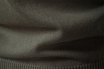 Premium Solid Color Polo Men Slim Fit Zip Long Sleeve Luxury Textured Fabric Business Casual Mens Sweatshirt