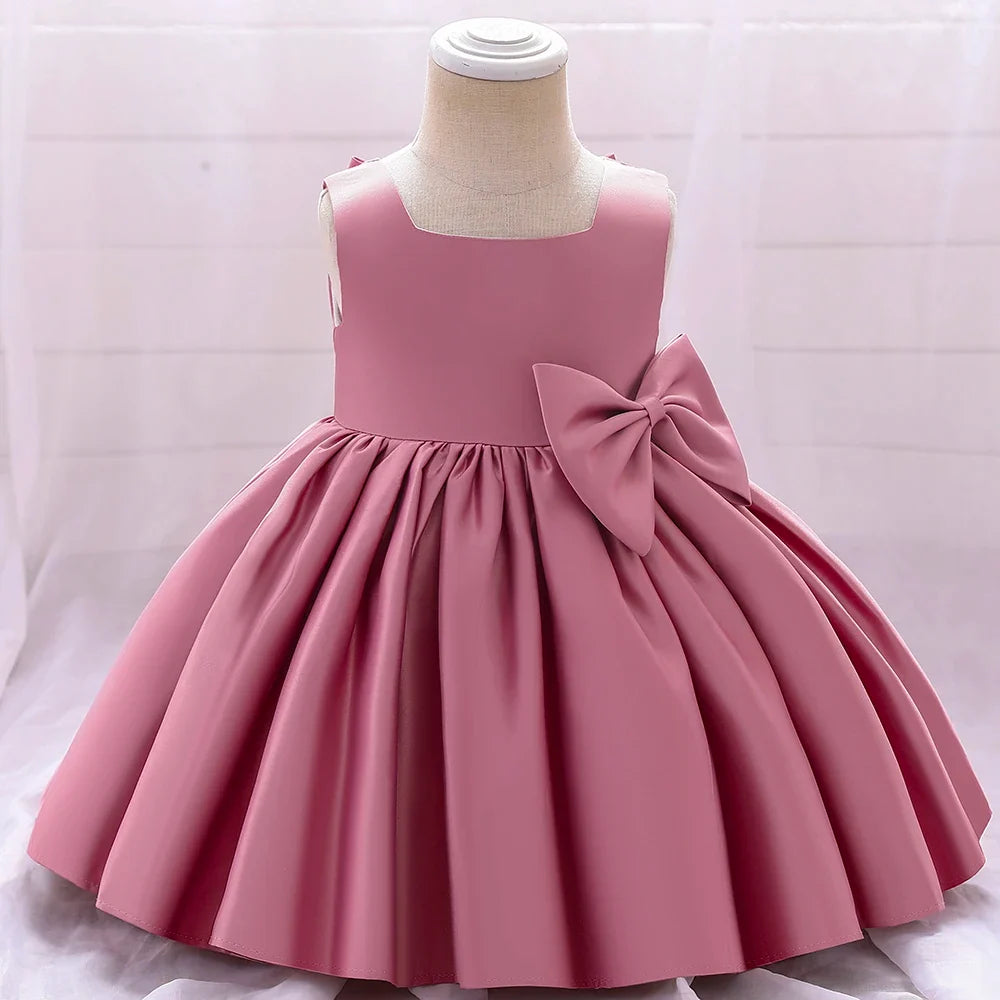 Big Bow Baby Girls Party Dress Toddler 1st Birthday Baptism Princess Kids Dresses for Girl White Wedding Prom Christmas Costumes