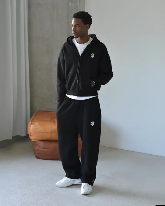 Embroidered casual zipper hoodie sweatpants two-piece set Y2K clothing men's hip-hop oversized sweatpants casual pants
