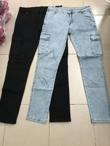 2022 New Jeans Men Fashion Hole Streetwear Straight Jeans Spring Summer Moto & Biker Skinny Casual Denim Pants For Men