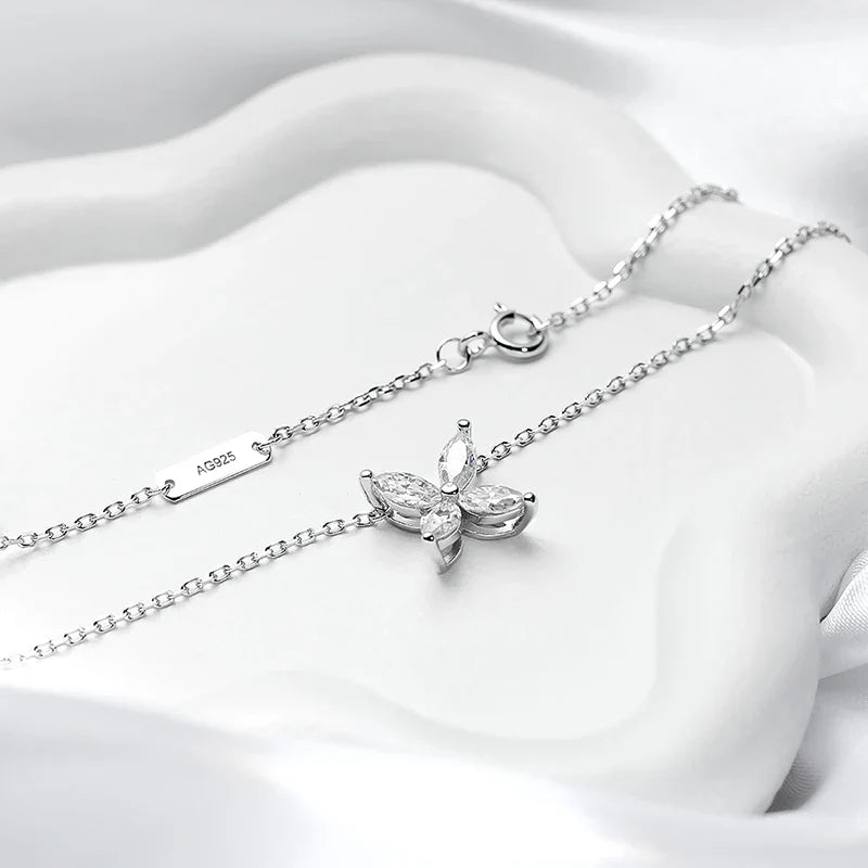 Rhodium Plated 1.2cttw Marquise Cut Moissanite Necklace for Women Wedding Birthday Gift Sterling Silver 925 Pendant