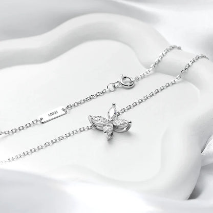 Rhodium Plated 1.2cttw Marquise Cut Moissanite Necklace for Women Wedding Birthday Gift Sterling Silver 925 Pendant