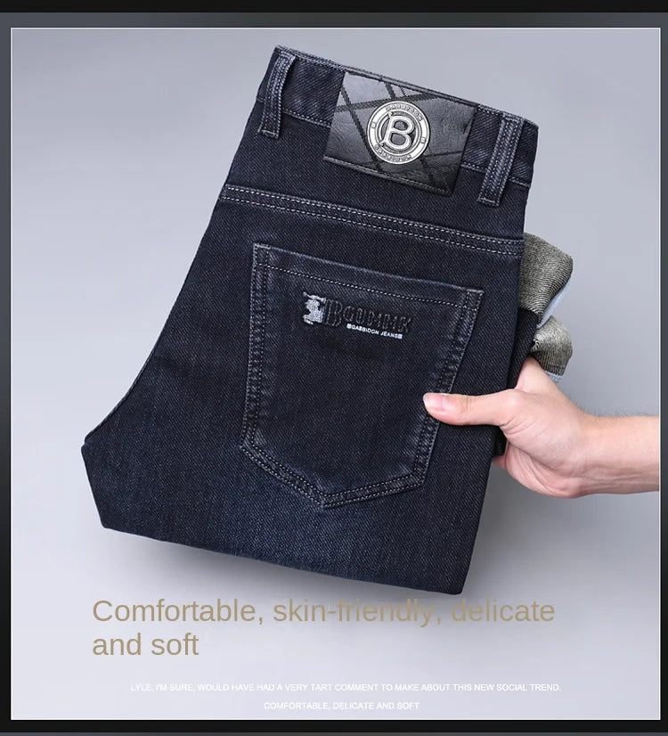 Men's Straight-leg Jeans High-quality Light Luxury Embroidered Casual Versatile Fashion Slimming Smooth Silhouette Style