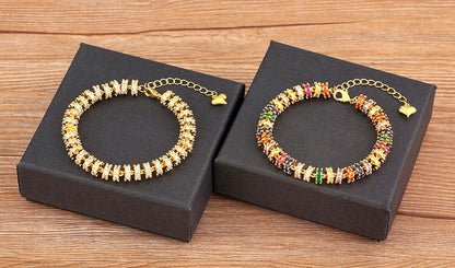 Fashion Gold Plated Chain Bead Bracelet for Women Colorful Crystal Zircon Heart Shape Charm Wedding Party Jewelry Gifts