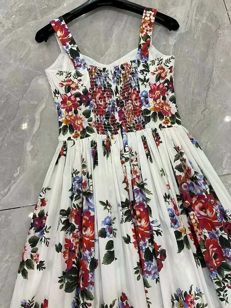 2026 New Women's Dress Sexy Spaghetti Strap Backless Fashion Print Cotton Casual Holiday Dresses