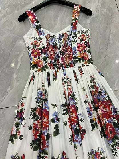 2026 New Women's Dress Sexy Spaghetti Strap Backless Fashion Print Cotton Casual Holiday Dresses