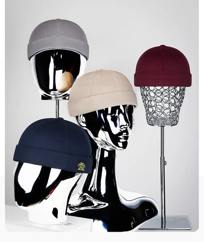 Brimless Hat for Men Women Cotton Classic Solid Color Beanie Beaded Hip Hop Hat for Outside Cycling Riding Activities