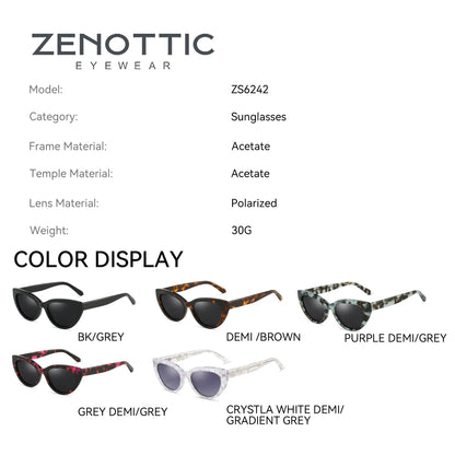 ZENOTTIC Retro Cat Eye Polarized Sunglasses Handmade Acetate UV400 Protection Sun Glasses Shade for Women