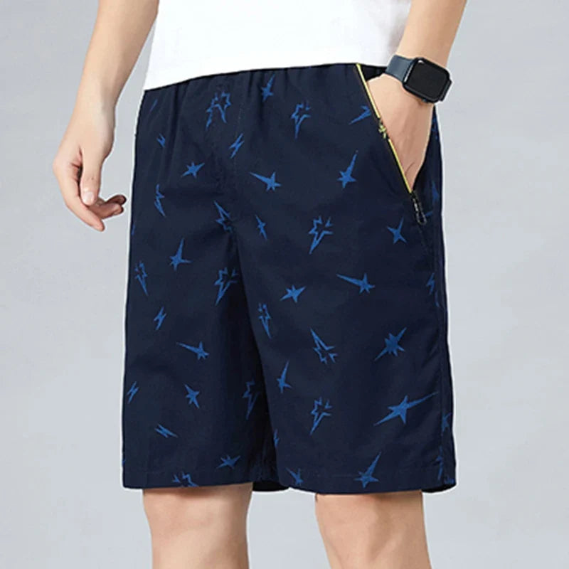 Men Elastic Waist Shorts Loose Fit Casual Sports Jogger Shorts Man Fashion Print Shorts Gym Cool Board Shorts