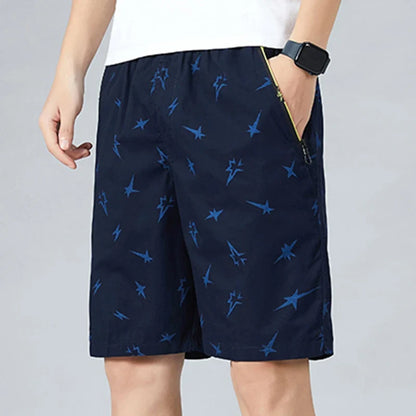 Men Elastic Waist Shorts Loose Fit Casual Sports Jogger Shorts Man Fashion Print Shorts Gym Cool Board Shorts
