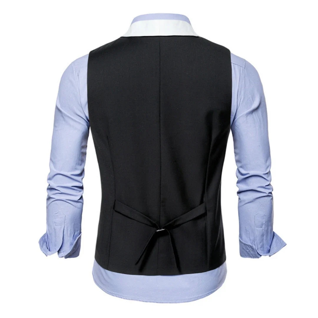 Men Vest Gray With White Lapel And Pocket Double Button Waistcoat For Wedding Birthday Banquet Business Daily Men Suit Vest
