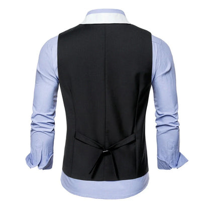 Men Vest Gray With White Lapel And Pocket Double Button Waistcoat For Wedding Birthday Banquet Business Daily Men Suit Vest