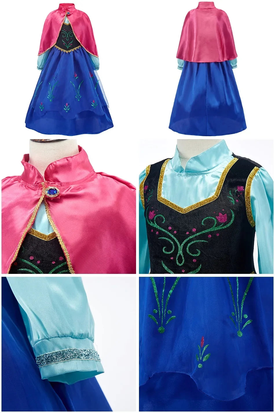2026 Kid Elsa Anna Costume Girl Birthday Floral Dress Children Snow Queen Performance Fantasy Princess Evening Halloween Costume