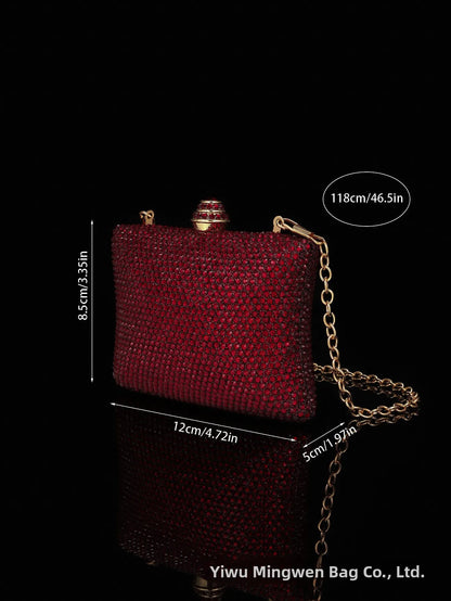 Diamond Crystal Handbag Evening Bag Cross-Border Wedding Ladies Party Shell Shape Polyester Handheld Bag with Lock Buckle