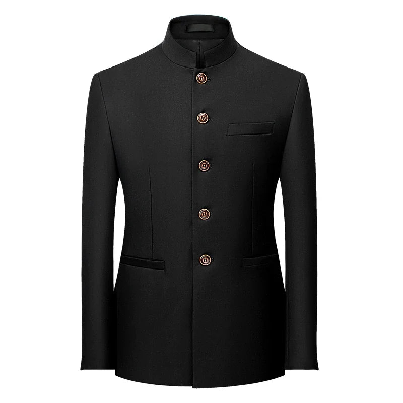 2026 Men's Chinese Style Long Sleeve Suit Jacket Korean Fit Formal Wear Asian Sizes L-7XL in Red White Black Yellow Blue Coat