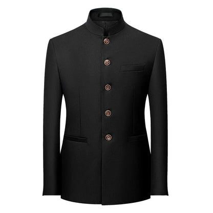 2026 Men's Chinese Style Long Sleeve Suit Jacket Korean Fit Formal Wear Asian Sizes L-7XL in Red White Black Yellow Blue Coat