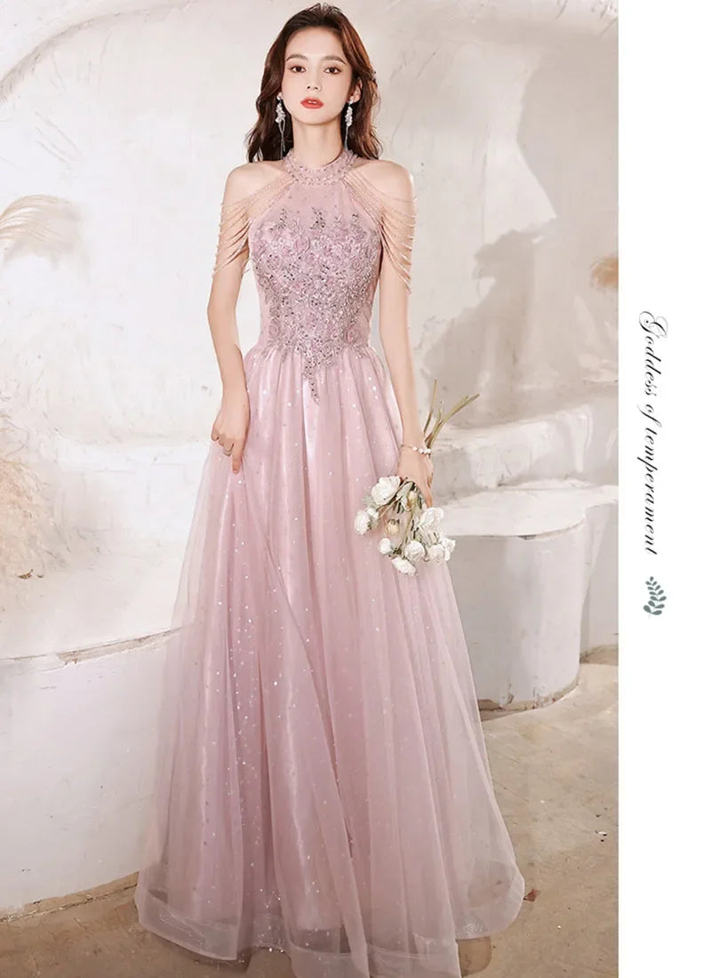 Luxury High Quality Pink Evening Dress 2026 For Prom Birthday Socialite Senior Specical Vestidos Party Dress For Women