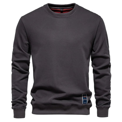 Cotton-blend Mens Crew Neck Solid Color Sweatshirts Pullover Casual Sport Sweatshirt for Men