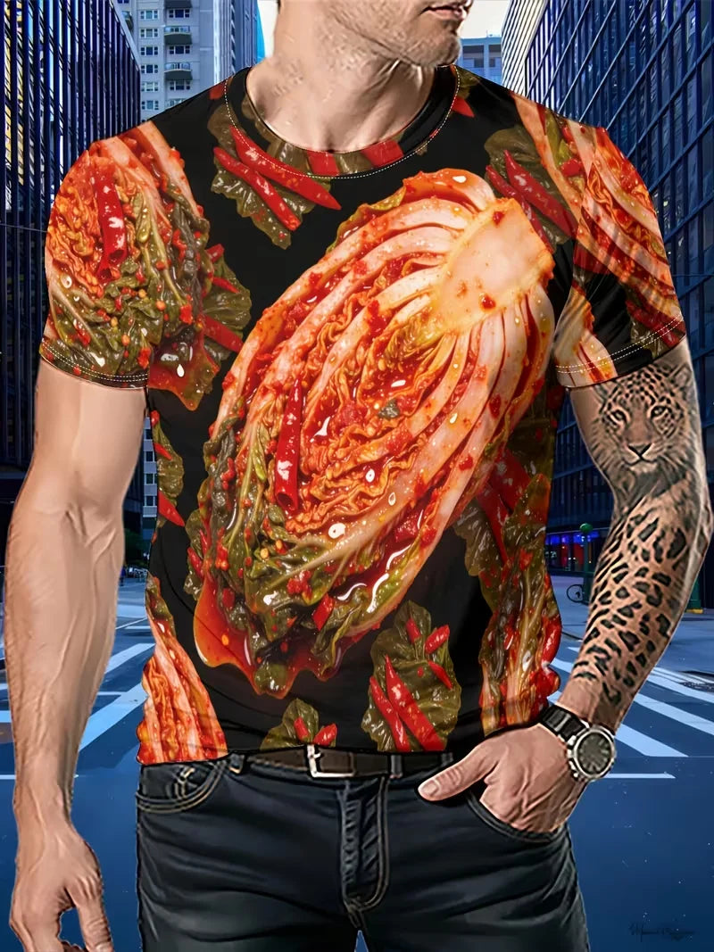 Funny Cabbage Lettuce T-Shirts Vegetable 3D Print Men Women Short Sleeve T Shirt Harajuku Y2K Tops Oversized Tees Men's Clothing