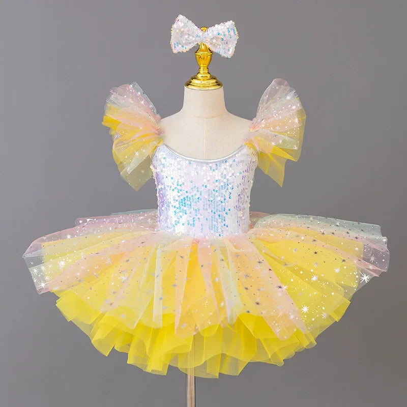 Children's Day Dance Dress Girl Ballet Princess Summer Dresses Girls Ballet Sequins Outfit Kids Clothes Vestidos Birthday Gift