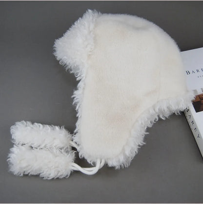 Real Fur Wool Hat Unisex New Winter Warm Bomber Russian Ushanka Hats With Ear Flaps Cow Leather Thick Snow Earflaps Baseball Cap