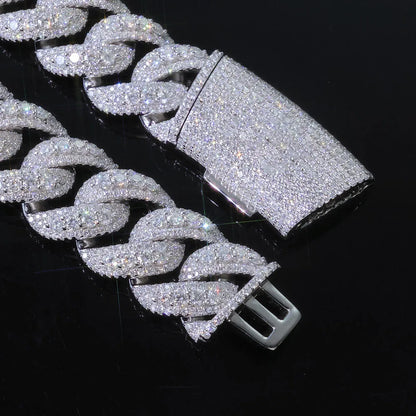 Fashion Custom 22mm Wide Rose Gold Necklace Hip-Hop Style Copper Zircon Iced Heavy Miami Jewelry Necklace For Men And Women