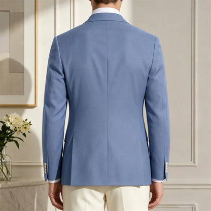 Classic Men's Tuxedo Jacket White Peak Lapel Patched Double Breasted Slim Fit Blazer for Business Formal Wedding Groom Prom Coat