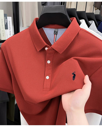 High end designer brand short sleeve polo shirt men's summer breathable trend golf pony embroidery business casual Paul T-shirt