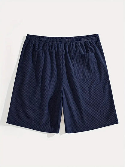 Men's Waffle Texture Shorts Summer Casual Sports Plus Size Loose Fit Knee-Length Shorts Male Oversized Streetwear Beach Pants