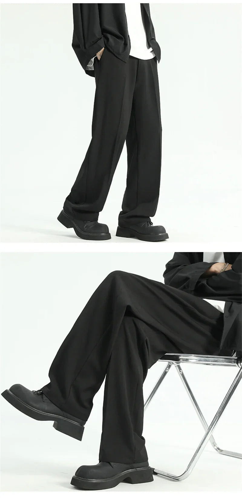 Men's Straight Pants Thin Man Black Comfortable Pant Summer Casual Streetwear Loose Trouser Japanese 5XL Trendy Fashion