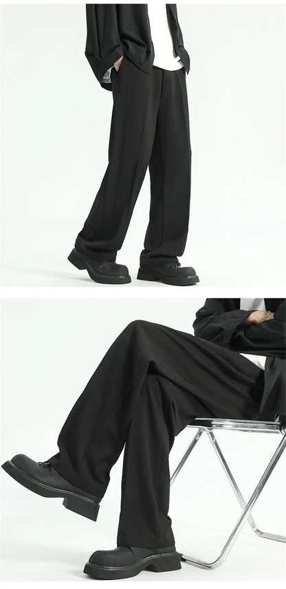 Men's Straight Pants Thin Man Black Comfortable Pant Summer Casual Streetwear Loose Trouser Japanese 5XL Trendy Fashion