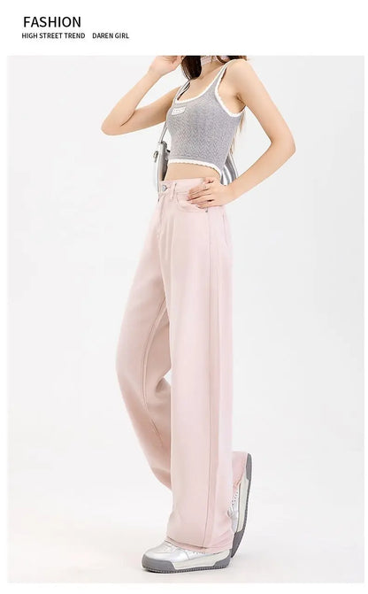 Woman Jeans 100% Lyocell Breathable Denim Wide Leg Towel Sweep drape loose 2025 Summer ice silk Baggy Famale Denim Pants 5 Color