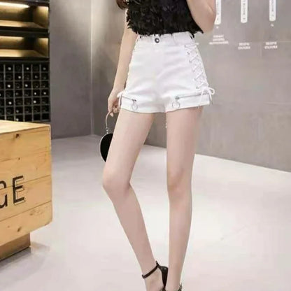 Youthful New In High Waist Wide Women's Denim Shorts Fashion Clothing 2025 Low Price Trend Design Kpop Female Short Jeans Pants