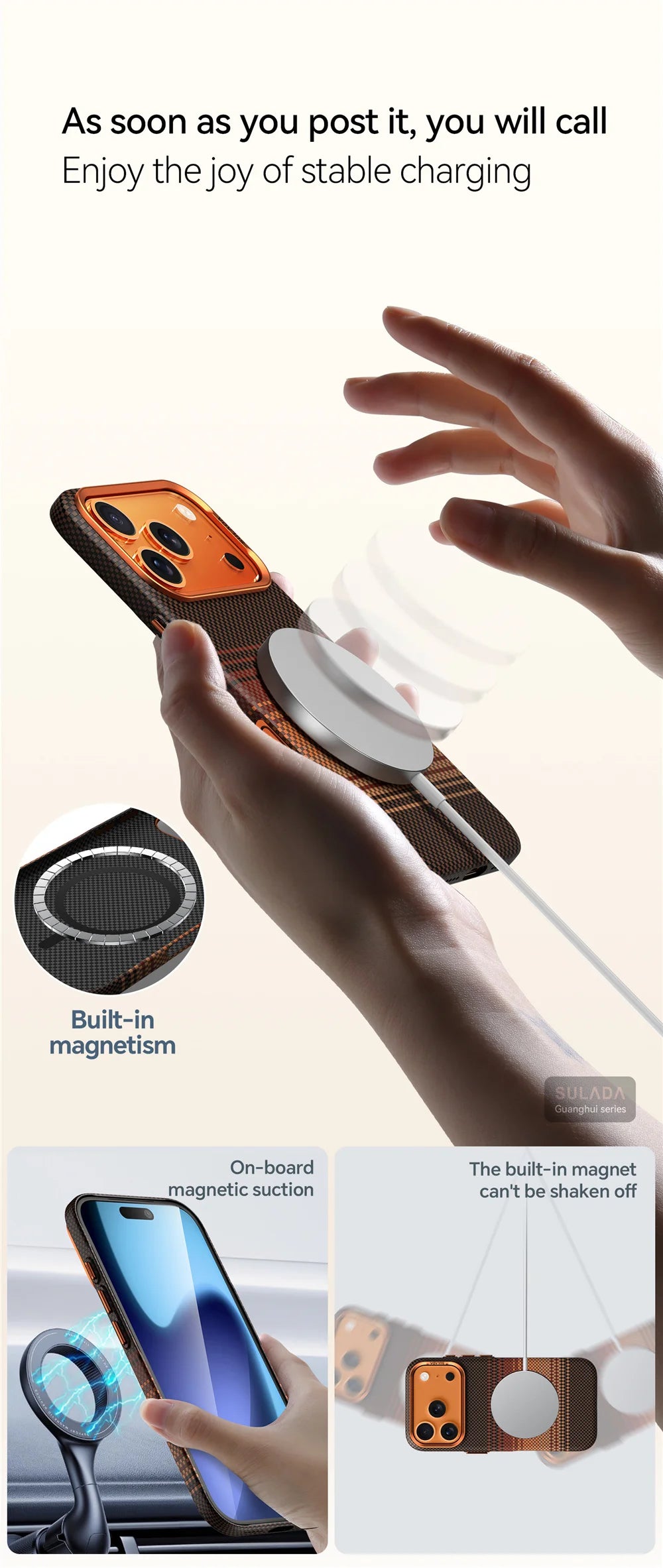 Ultra Strong Magnets Carbon Fiber Pattern Phone Case for IPhone 17 Pro Max Magnetic Wireless Charging Shockproof Protect Cover