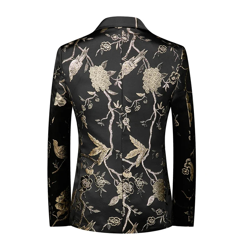 2026 New Men's Pink Embroidered Suit Jacket, Wedding Party Dress Coat, Fashionable Slim Male Blazers, Asian Size M-5XL 6XL