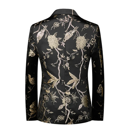 2026 New Men's Pink Embroidered Suit Jacket, Wedding Party Dress Coat, Fashionable Slim Male Blazers, Asian Size M-5XL 6XL