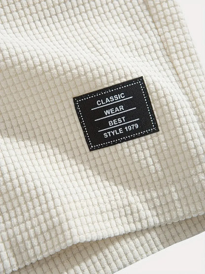 Men's Waffle Texture Shorts Summer Casual Sports Plus Size Loose Fit Knee-Length Shorts Male Oversized Streetwear Beach Pants